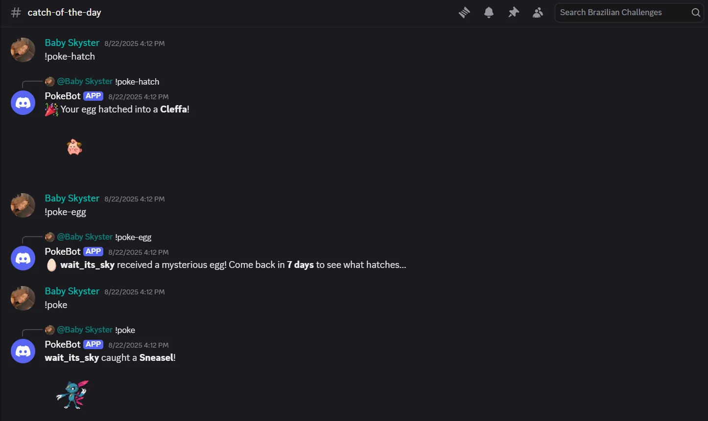 Discord PokéAPI Integration Hatching an Egg