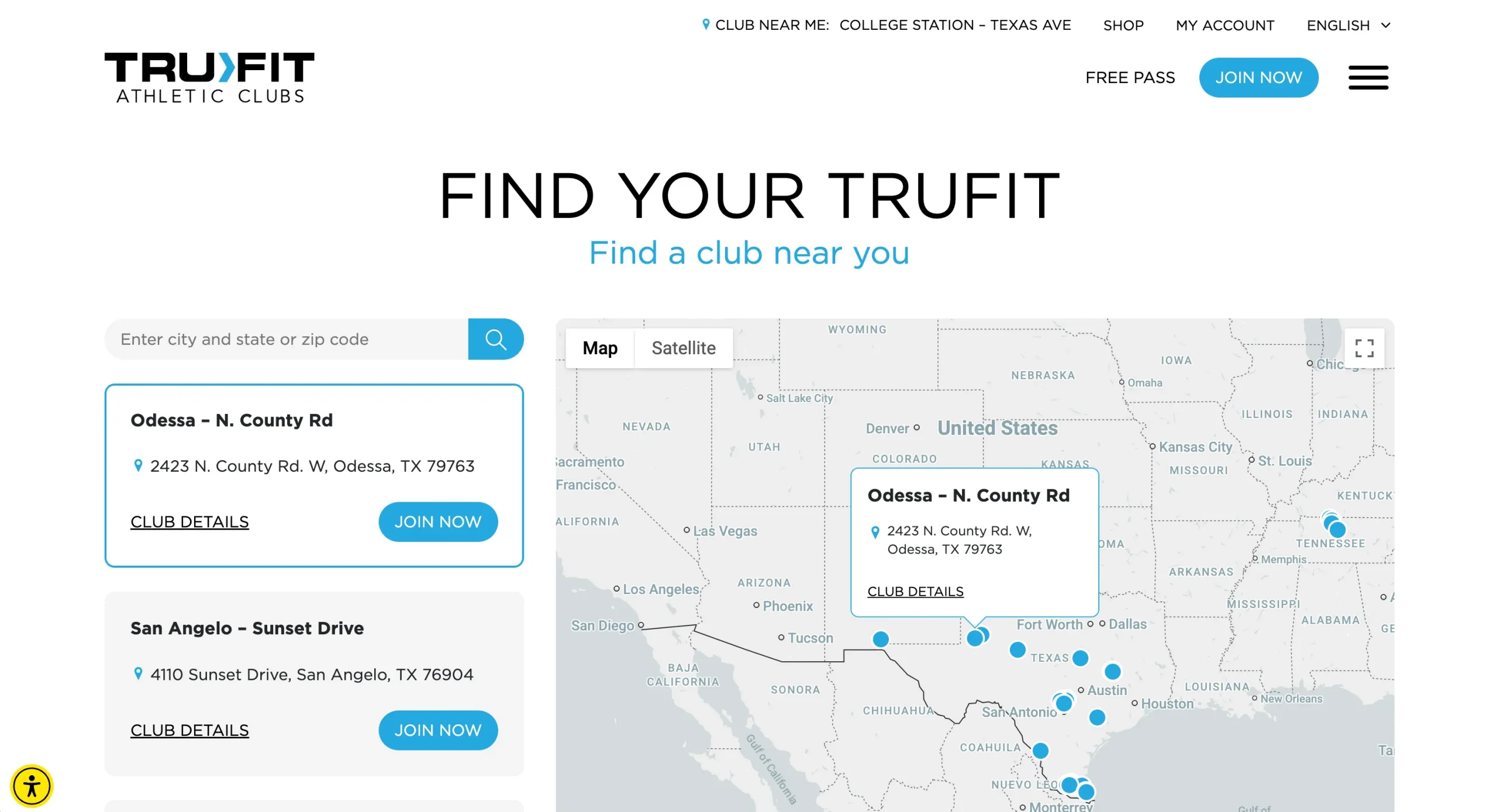 TruFit Athletic Clubs Location Finder