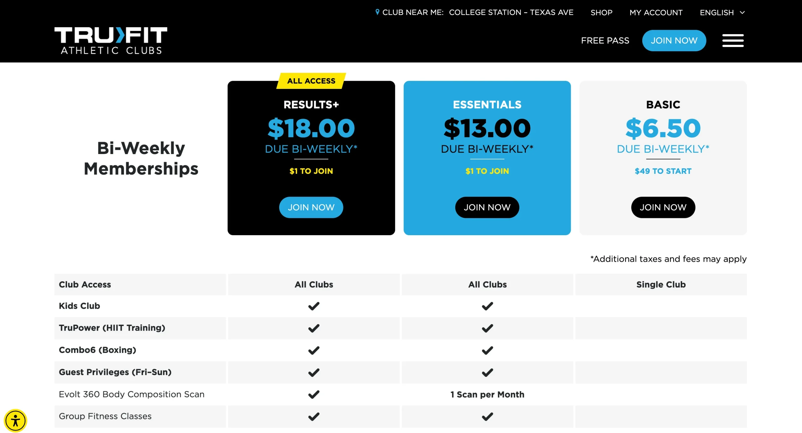 TruFit Athletic Club Membership Plans