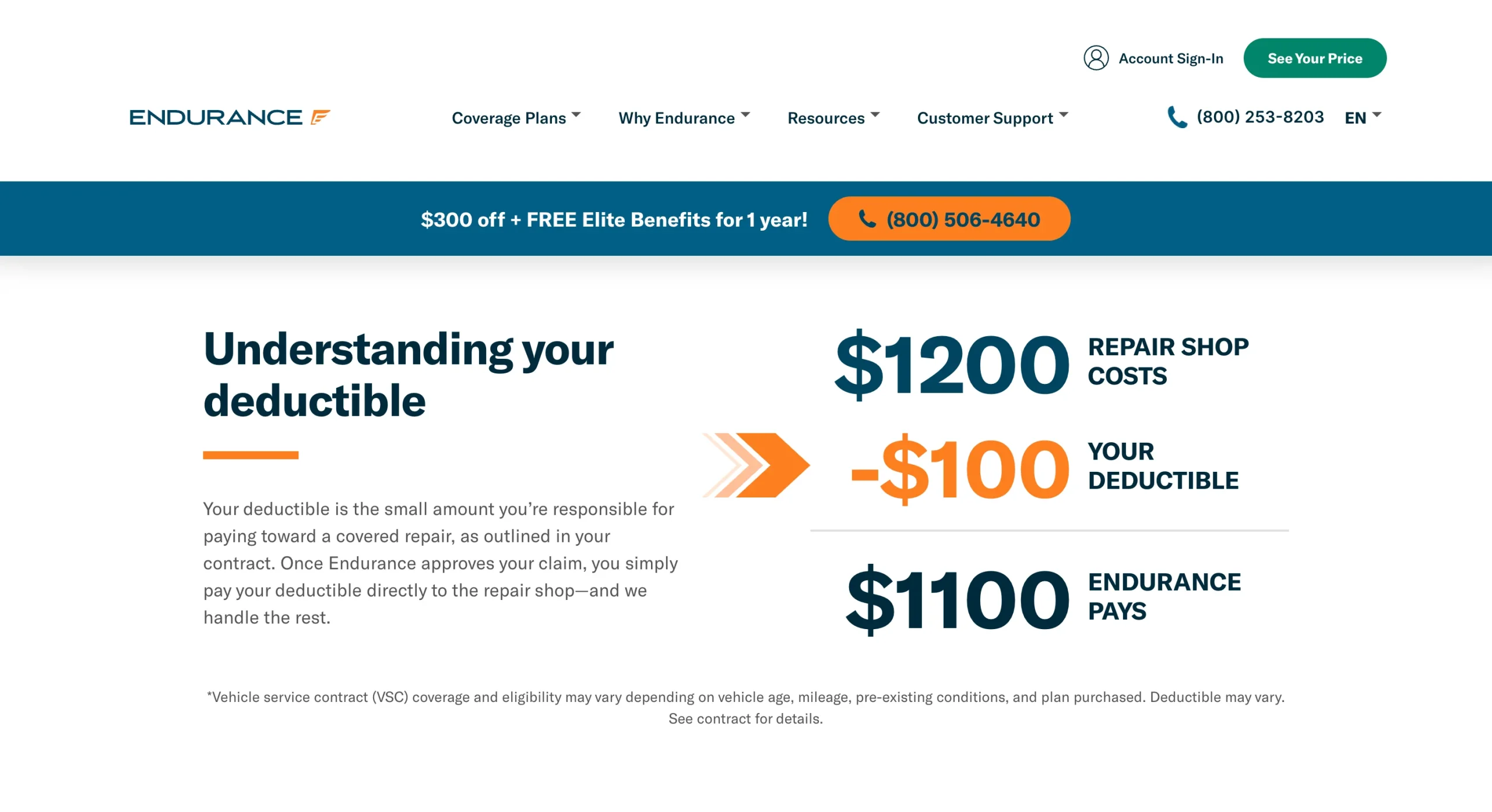 Endurance Deductible Calculator Section