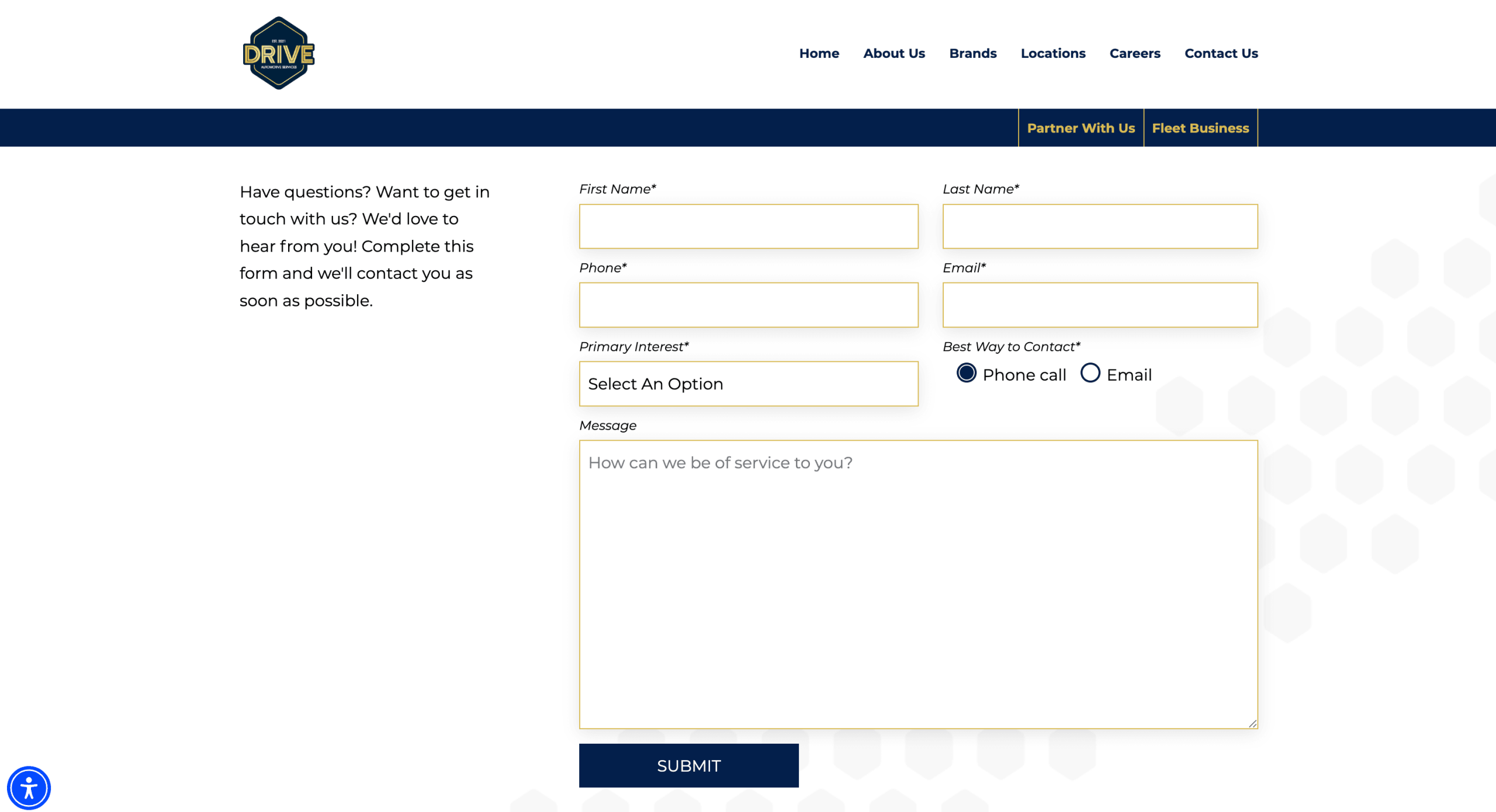 Drive Automotive Services Contact Form