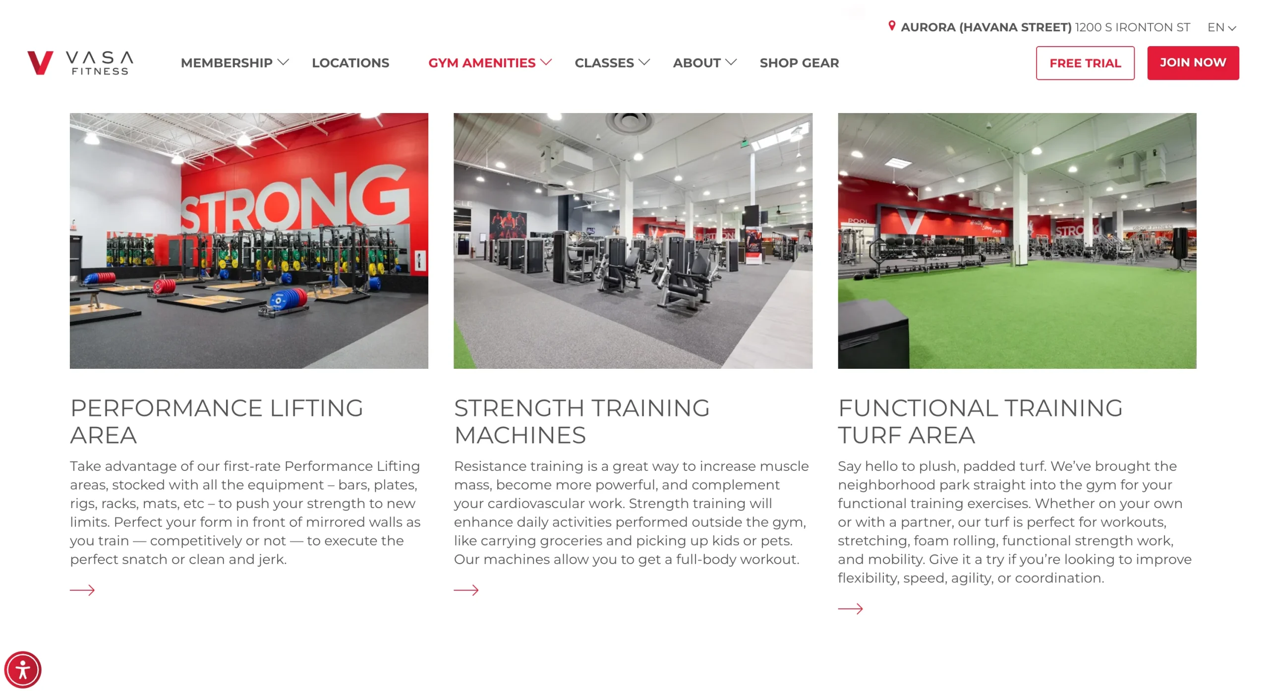 VASA Fitness Amenities List