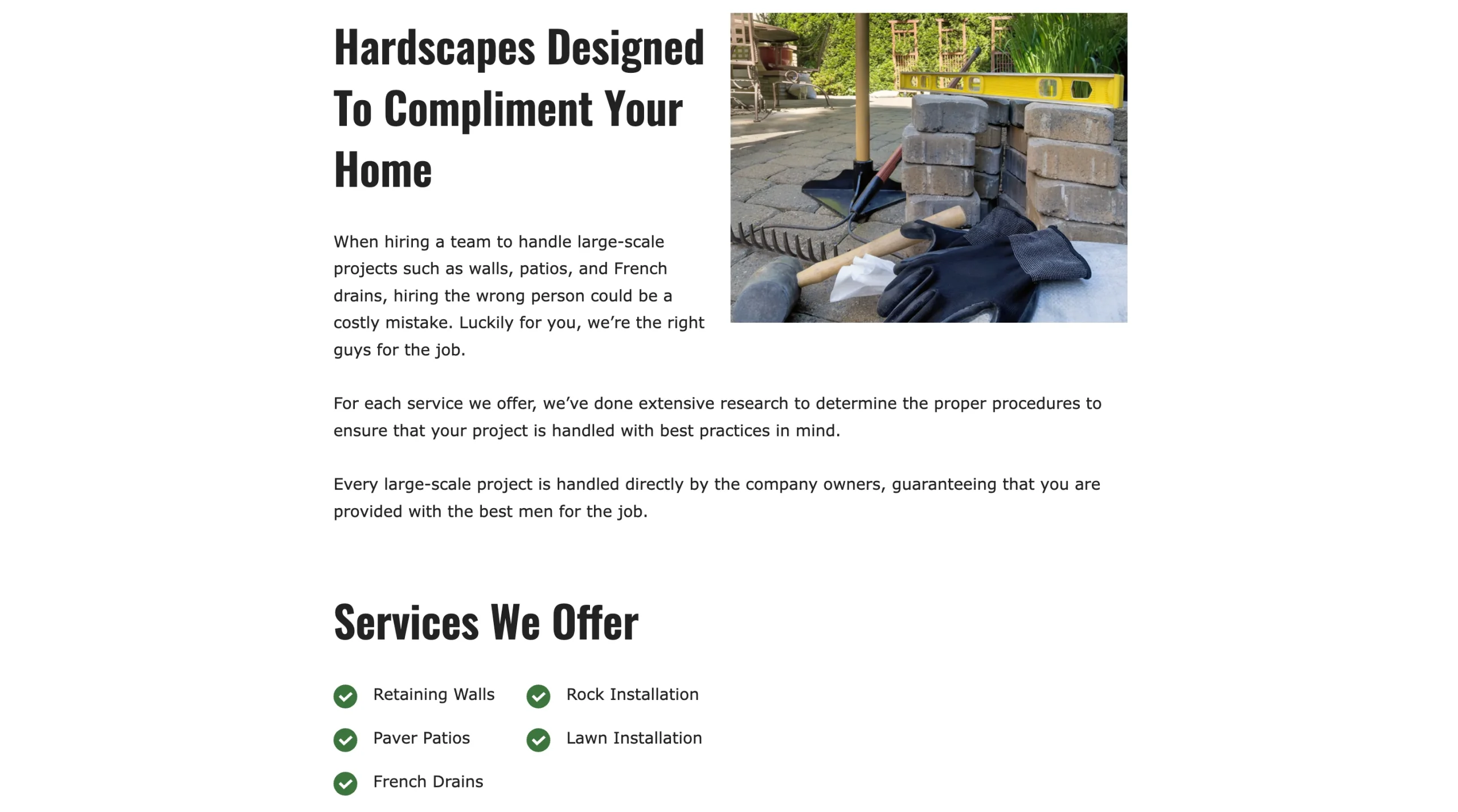 412 Landscaping Hardscaping Service Page