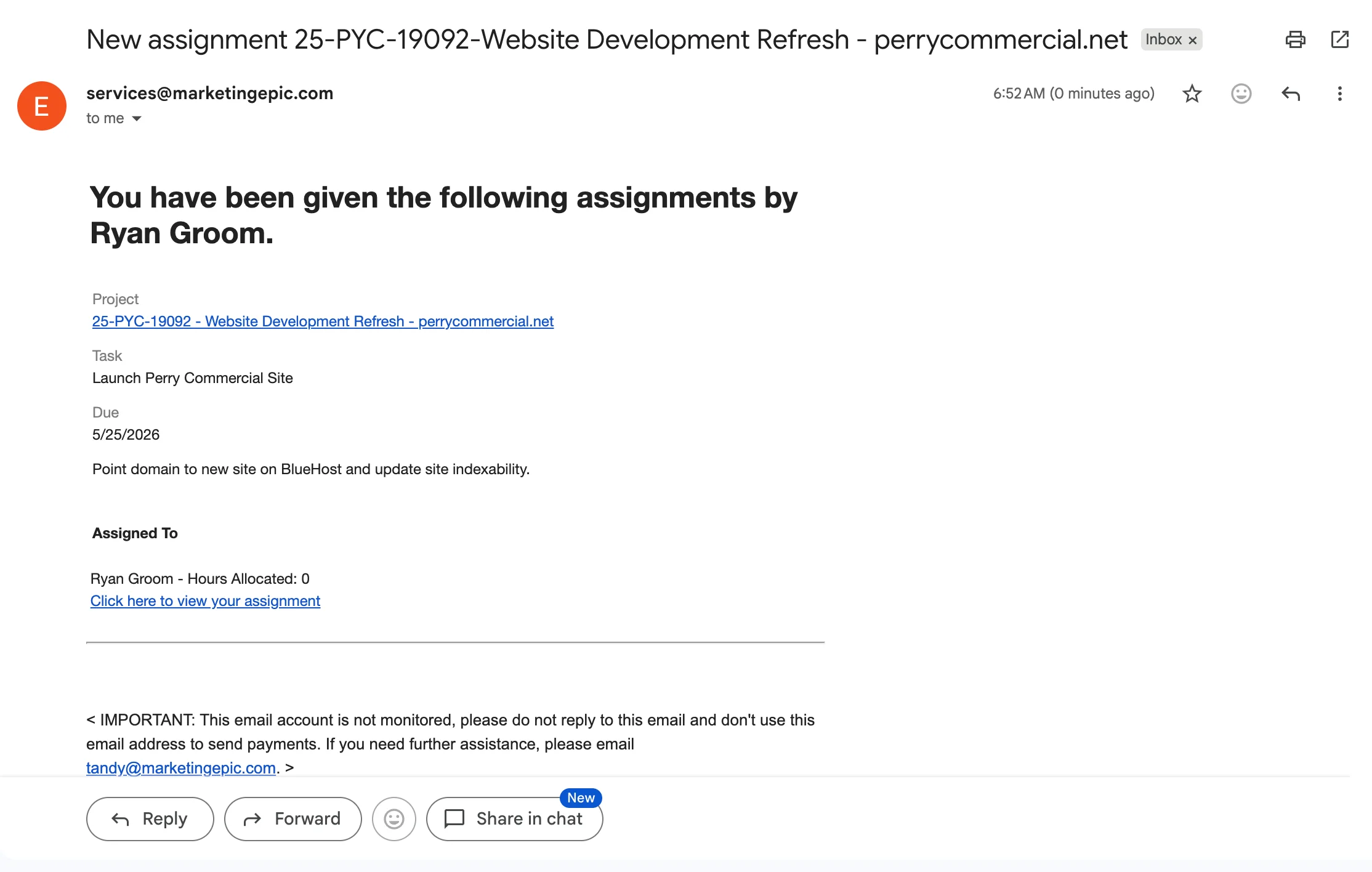 Workamajig Slack Integration Email Feedback