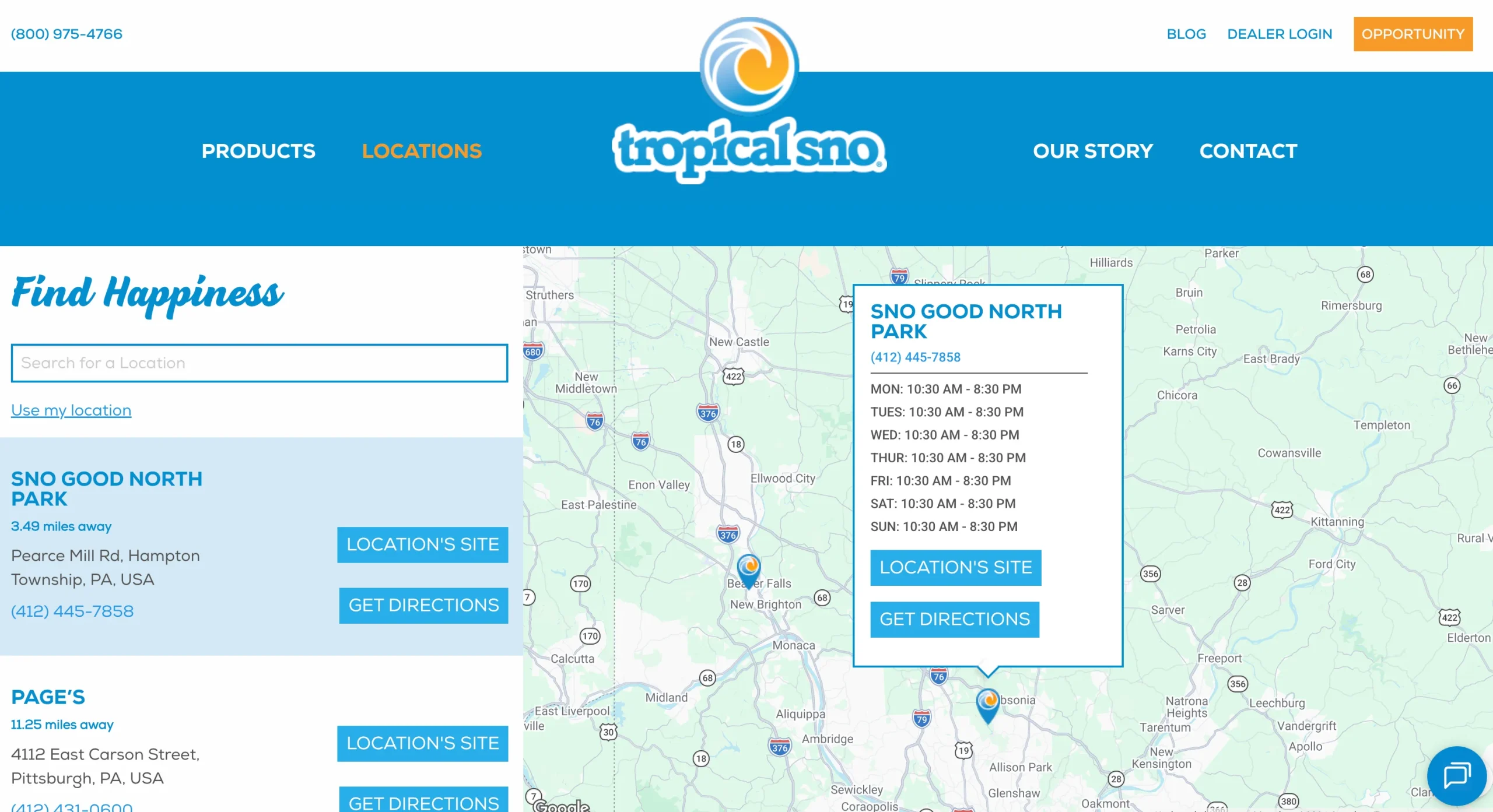Tropical Sno Location Finder